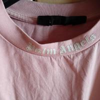 T-shirt Palm Angels Rosa con Logo Oversized