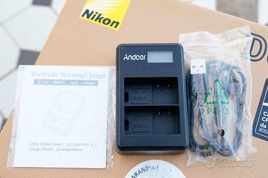 Caricatore doppio per EN EL 16 Nikon D800 D750 ecc
