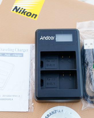 Caricatore doppio per EN EL 16 Nikon D800 D750 ecc