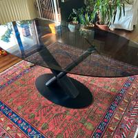 Tavolo di design ovale in vetro nero 180x90