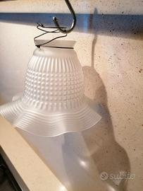 Lampadario paralume vetro satinato anni '40