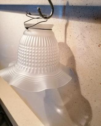 Lampadario paralume vetro satinato anni '40