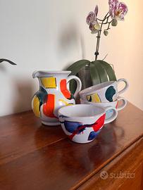 set brocca e tazze in ceramica 