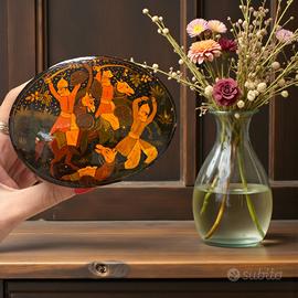 Antica scatola dipinta Kashmir papier mâché 30s