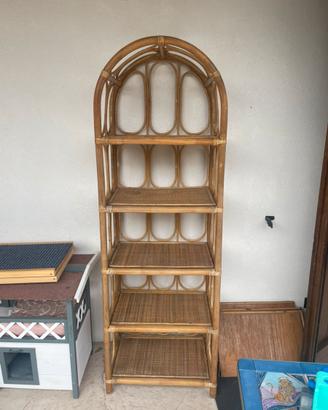 Libreria legno bamboo vintage