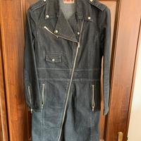 Giaccone x ragazza in jeans nero slavato Tg M