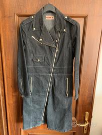 Giaccone x ragazza in jeans nero slavato Tg M