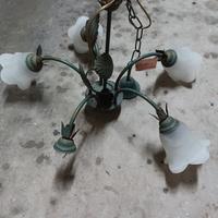 lampadario in ferro 5 luci verde salone soggiorno 