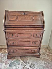 Scrittoio antico in legno massello con ribaltina