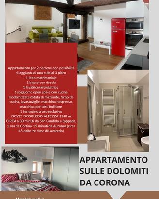 Bilocale nel cuore delle Dolomiti 2 pax