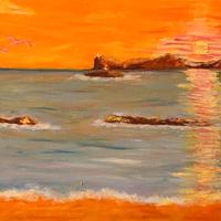 quadro Alghero al tramonto 