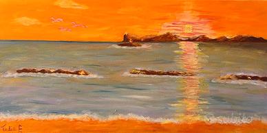 quadro Alghero al tramonto 