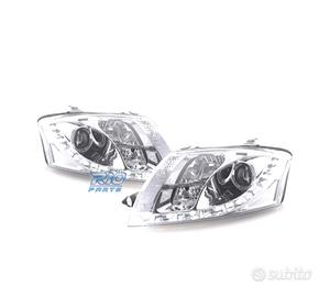 FARI AUDI TT 98-05 LUCE DIURNA A LED FONDO CROMATO