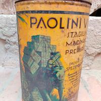 Antico barattolo latta Paolini Villani spezie