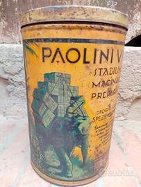 Antico barattolo latta Paolini Villani spezie