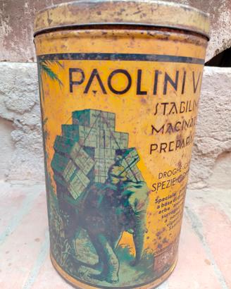 Antico barattolo latta Paolini Villani spezie