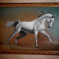 Antonio Sciacca dipinto olio cavallo sulla sabbia 