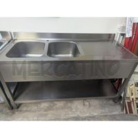 LAVELLO ACCIAIO INOX DOPPIO 160X70CM