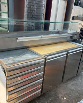 Banco pizza refrigerato - acciaio inox