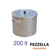 Pentola caldaio bollitore con coperchio inox 200LT