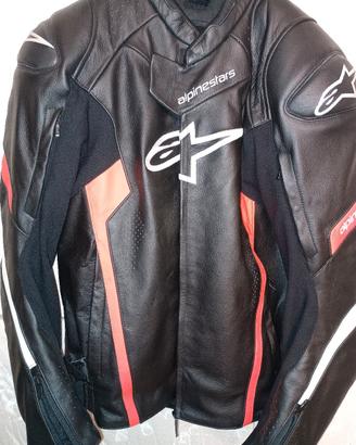 giubbotto moto in pelle alpinestars faster v2