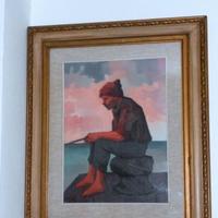 Pittura olio su tela - pescatore