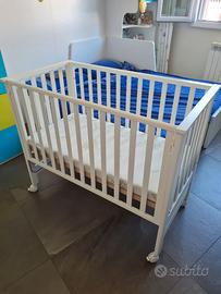 Culla bianca in legno 0-3 anni (60x117x96h)