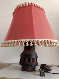 Lampada Abatjour antica paralume base carretto