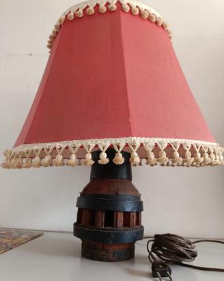 Lampada Abatjour antica paralume base carretto