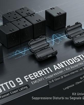 Lotto 9 Filtri Ferrite Antidisturbo L 33mm Usati