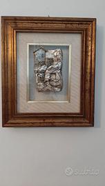 quadro con scena rurale in bassorilievo