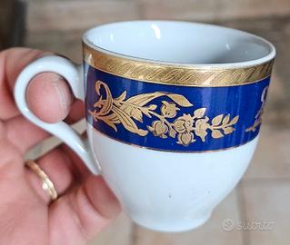 Servizio da Caffè in Porcellana Blu Cobalto e Oro