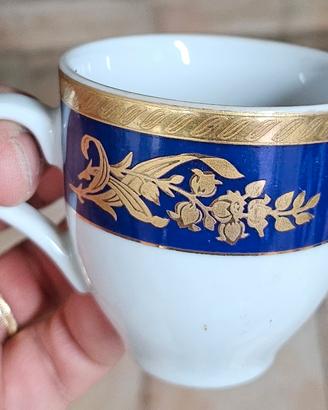 Servizio da Caffè in Porcellana Blu Cobalto e Oro