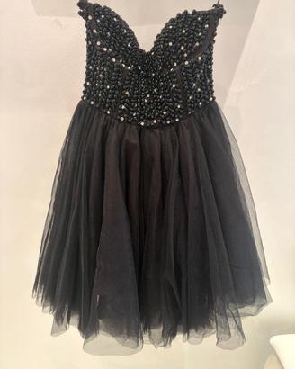 Vestito corto nero con perline