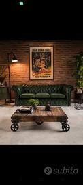 Divano tre posti chesterfield club vintage verde 