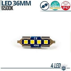 1 Lampadina LED SILURO 36mm C5W CAnbus Luce Bianca