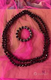 Set Collana 60cm + Bracciale Elastico Cristallo