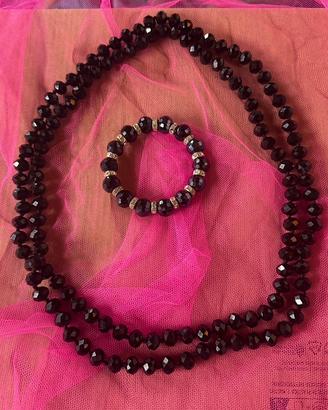 Set Collana 60cm + Bracciale Elastico Cristallo
