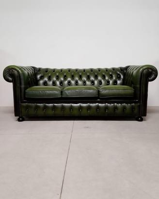 Divano tre posti chesterfield club vintage verde 