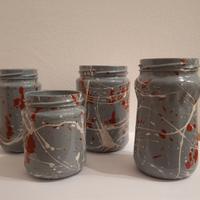 Vasi da fiori in vetro decorati a mano - quattro