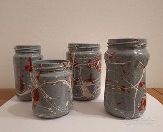 Vasi da fiori in vetro decorati a mano - quattro