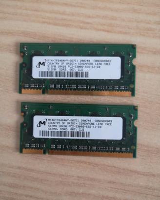 RAM SO-DIMM DDR2 667 PC5300 2x512mb