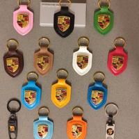 Portachiavi PORSCHE in vera pelle fiore o acciaio