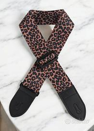 Tracolla cinta cinghia Leopardata scura chitarra