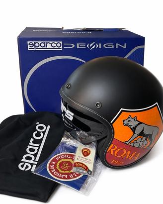 Casco Sparco x As Roma Jet nero + visiera | NUOVO