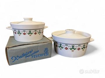 Coppia di casseruole in porcellana tedesca Walküre