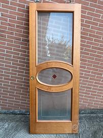 Porta scorrevole  con vetro satinato decorato