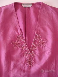 Blusa ARMANI di seta viola con perline, TG. 40