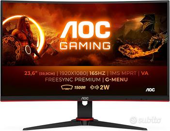 AOC Gaming Monitor curvo FHD da 24" 165 hz, 1ms