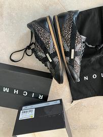 Scarpe Richmond cuoio nero e brillantini n.38